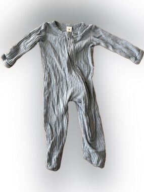 Kate Quinn 100% Organic Cotton Ribbed Blue Baby One-Piece Footed Romper
